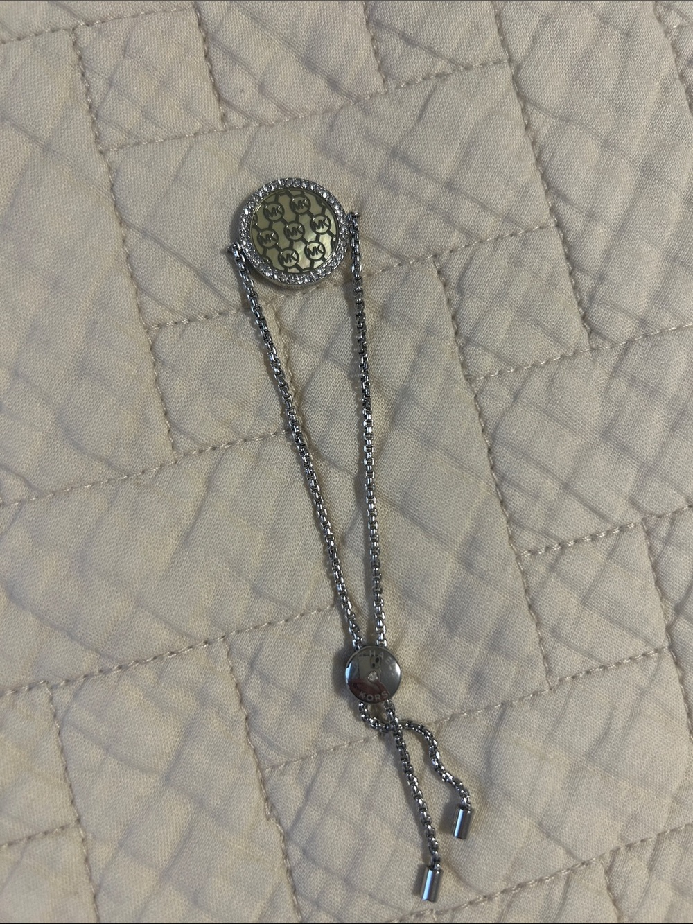 Michael Kors Silver-Tone Logo Slider bracelet with Crystal Halo